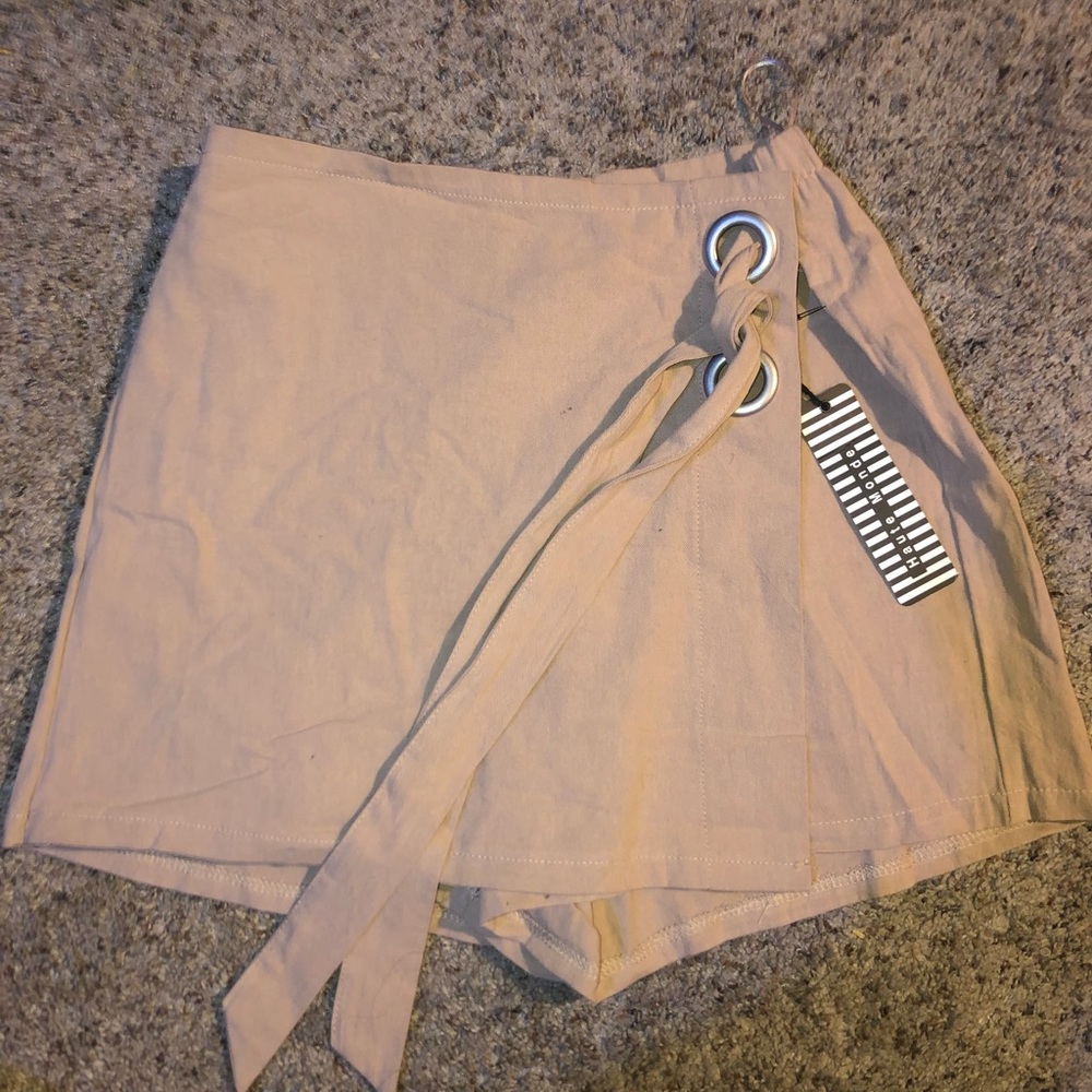 Fold Over Tan Skort